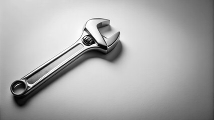 A shiny, metallic adjustable wrench rests on a plain white background, ready for use in any repair or construction project.