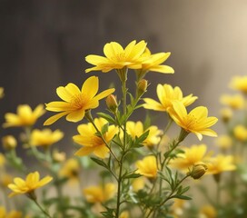 Softer petals of yellow flowers in a soft focus blur, blurred details, floral arrangement, botanical photography