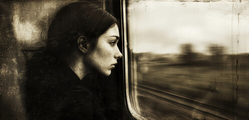 Emotional Reflection on a Train Journey Through the Blurred Countryside