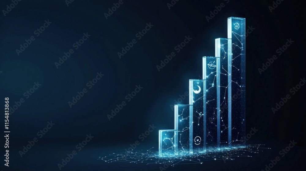 Poster data visualization techniques business growth analytics infographic design digital environment abstr