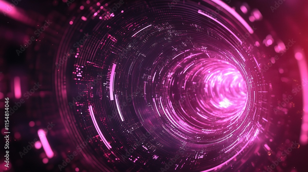 Poster abstract technology tunnel data visualization with speed and light effects