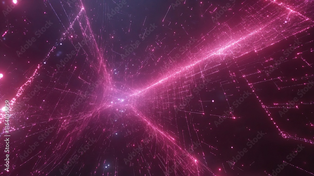 Poster digital cyberspace scene with floating particles in gigapixel quality