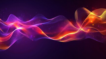 Abstract Flowing Liquid Waves in Purple and Red with Curved Shapes