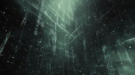 Obraz premium Abstract Digital Scene with Floating Particles in Cyberspace Environment
