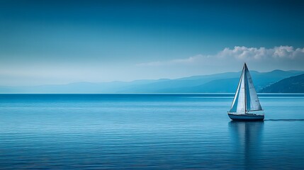 Obraz premium Sailing adventure on calm waters coastal region scenic view tranquil environment serene atmosphere