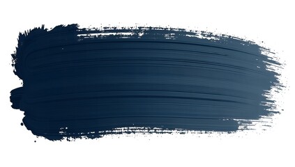 Dark blue paint stroke showcasing vibrant texture and movement on a clean white background in a creative setting