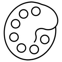 Art Palette Line Art Vector Illustration