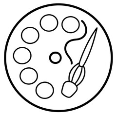 Art Palette Line Art Vector Illustration