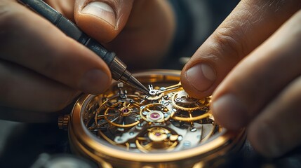 Intricate watch mechanism repairing workshop photography close-up craftsmanship and precision