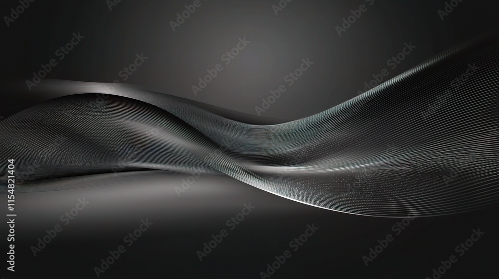 Poster dynamic abstract grey technology background with flowing waves