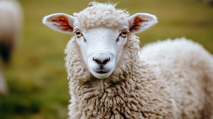 Fototapeta premium Close up of a sheep. Farm animal portrait.
