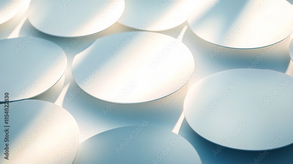 Poster abstract layered white circles with shadows on soft background