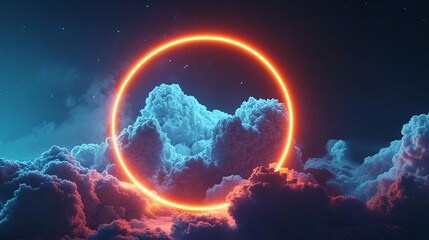 Obraz premium Abstract 3D Render of Illuminated Clouds with Neon Light Effects