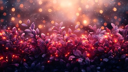 Pine garland berries lights festive glow high resolution hd picture