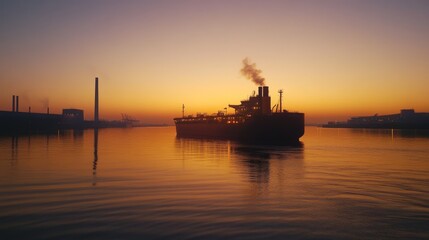 Fototapeta premium Coal power plant in the evening, Hamburg