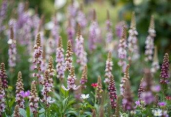 Naklejka premium Picture Fragrant garden with stocks.