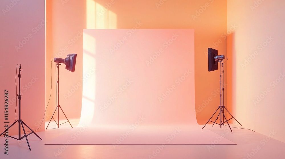 Poster clean studio background with neutral palette and soft lighting