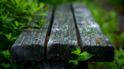 Timeless Strength: The Resilient Beauty of a Weathered Wooden Bench in Nature's Heart