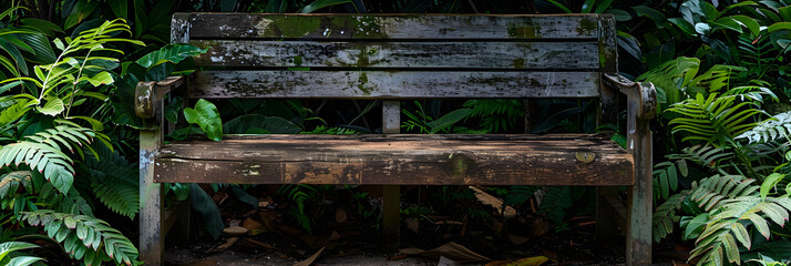 Timeless Strength: The Resilient Beauty of a Weathered Wooden Bench in Nature's Heart