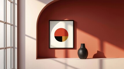 Modern Interior with Abstract Art and Minimalist Vase Display