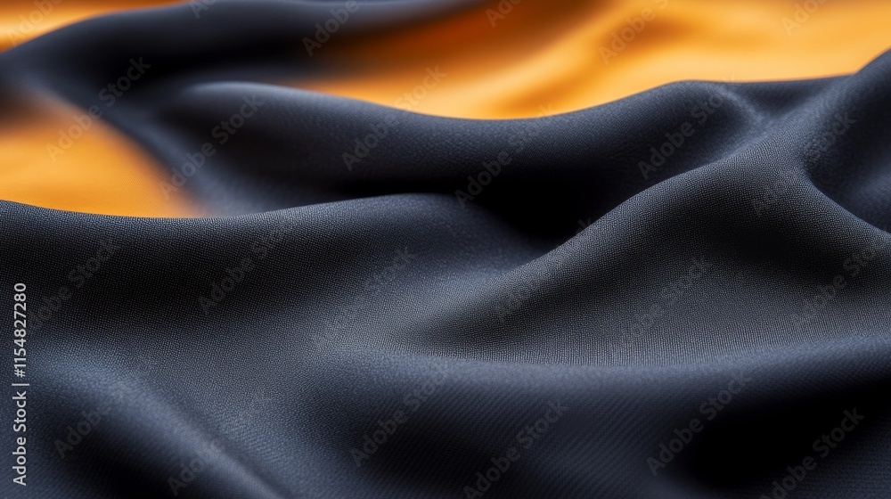 Poster Close-up view features abstract black lines with luxurious texture on a soft gradient of gold and charcoal gray, showcasing modern elegance and ample copy space