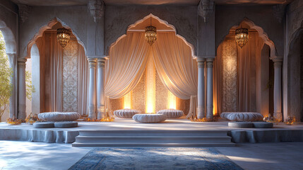 Luxurious Arabian palace interior.