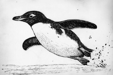 Playful Penguin Sliding on Ice: Charming Antarctic Escapades