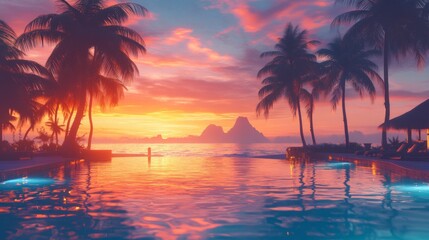 Scenic Infinity Pool with Beach and Sunset View