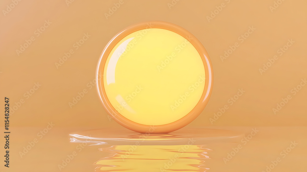 Poster bright yellow light reflection on water surface abstract art tranquil setting close-up view conceptu