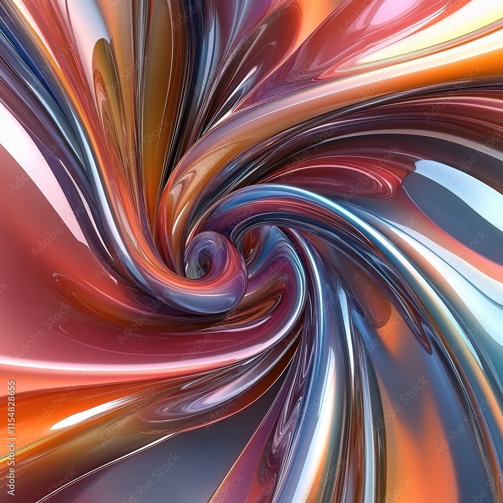Poster abstract 3d twisted multicolored rendering for creative backgrounds