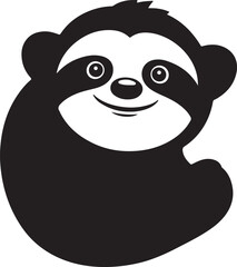 Black and White Sloth Silhouette Vector Illustration