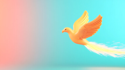Obraz premium Flying phoenix illustration digital art colorful background creative environment dynamic viewpoint symbol of rebirth