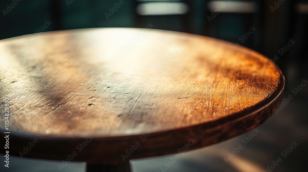 Poster close-up of an empty wooden table with soft subtle textures