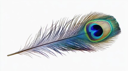 Obraz premium attractive and colorful peacock feather isolated on transparent background.