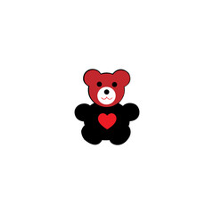Black Bear with Red Heart vector 
