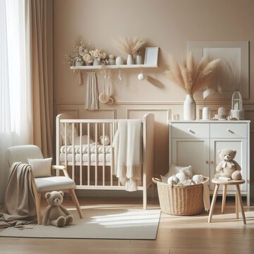 252 Neutral Nursery Soft beiges and whites simple furniture and