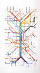 colorful subway map network design abstract white background