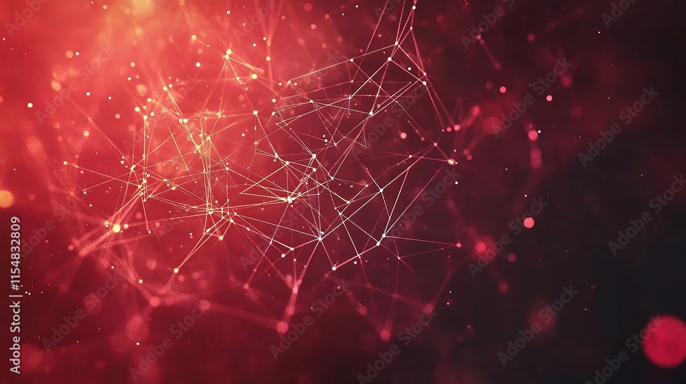 Aufkleber abstract red network design for science and technology presentations