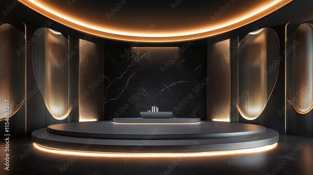 Poster sleek 3d rendering of architectural exhibition background design