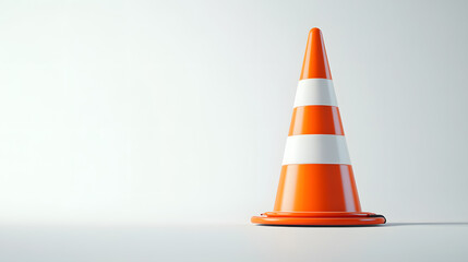 orange white traffic cone on white background 3d rendering
