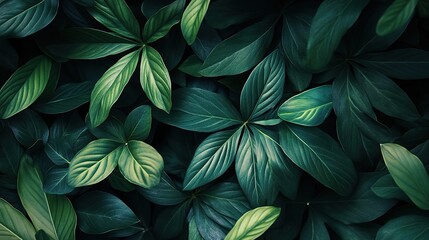 Fototapeta premium Intricate Macro Shot of Lush Green Leaves with Vibrant Details