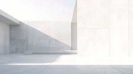 Obraz premium Minimalist White Concrete Wall with Subtle Textures and Light Play