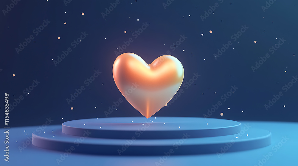 Poster heart animation display digital space 3d graphics creative environment front view love concept