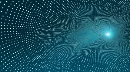 Abstract teal tunnel of glowing dots.