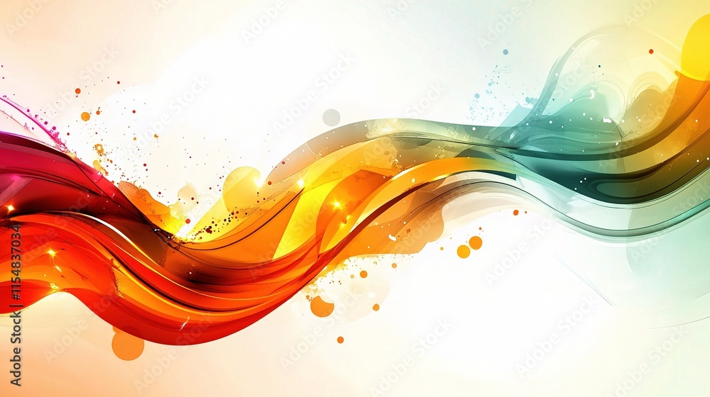 Poster abstract vector design with flowing colorful lines and banners