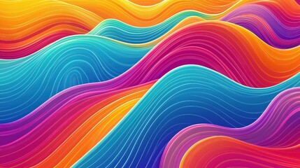 A colorful wave with a rainbow background. The colors are vibrant and the wave is long and curvy