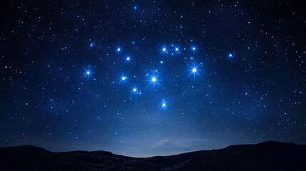 Majestic Night Sky with Brilliant Constellation over Silhouetted Mountains