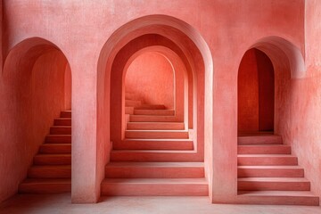 Exploring minimalist geometry interior study artistic space soft environment wide angle arch harmonies