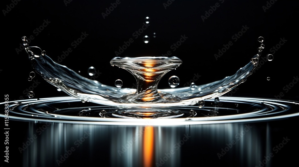 Poster captivating slow motion capture of a water droplet splashing and creating a mesmerizing ripple effec