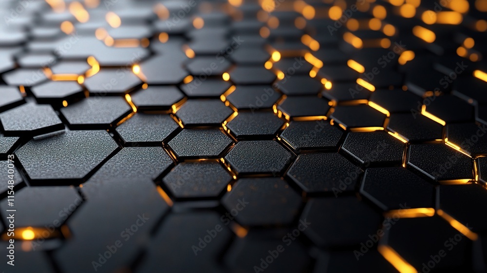 Poster luxurious abstract hexagonal pattern in black metal background